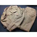 British 1949 Pattern Officers Battledress Blouse with Lt's rank insignia and machine woven 48th