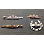 WW2 British RAF / RAAF Sweetheart collection comprising of three tie pins each with a Pilots wing