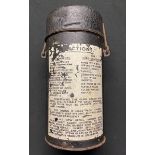 WW2 British Army Thermos Flask. Approx 25cm in height. The instruction decal to side in in good