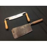 WW2 British Army Butchers Meat Cleaver with 276mm long blade maker marked "Elwell" and dated 1943