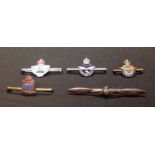 WW2 British RAF Sweetheart badge collection comprising of: RAFVR tie pin: "Per Ardua ad Astra" tie