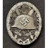 WW2 Third Reich Verwundetenabzeichen im Schwarz 1939 Wound Badge in Black 1939. Brass hinge and