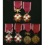 Polish Cross of Merit Medals collection: 1st class without Swords: 1st Class with Swords: 2nd