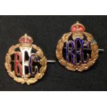 WW1 British Royal Flying Corps Sweethearts. A pair of RFC sweethearts based on an officers collar