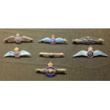 WW2 RAF /RAAF Sweetheart wings in 9ct Gold and Silver: 7 badges all marked silver or Sterling