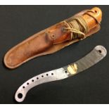 WW2 British RAF Aircrew Survival Dinghy Knife. 113mm long blade marked 27C/2023. Orange grip with