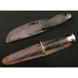 Private purchase fighting knife with double edged blade 145mm in length, maker mark "William
