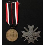 WW2 Third Reich Kriegsverdienstmedaille - War Merit Medal. No makers mark to ring. Complete with