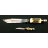 Hunting Knife with Bowie style blade with fuller 199mm in length maker marked "William Rodgers I Cut