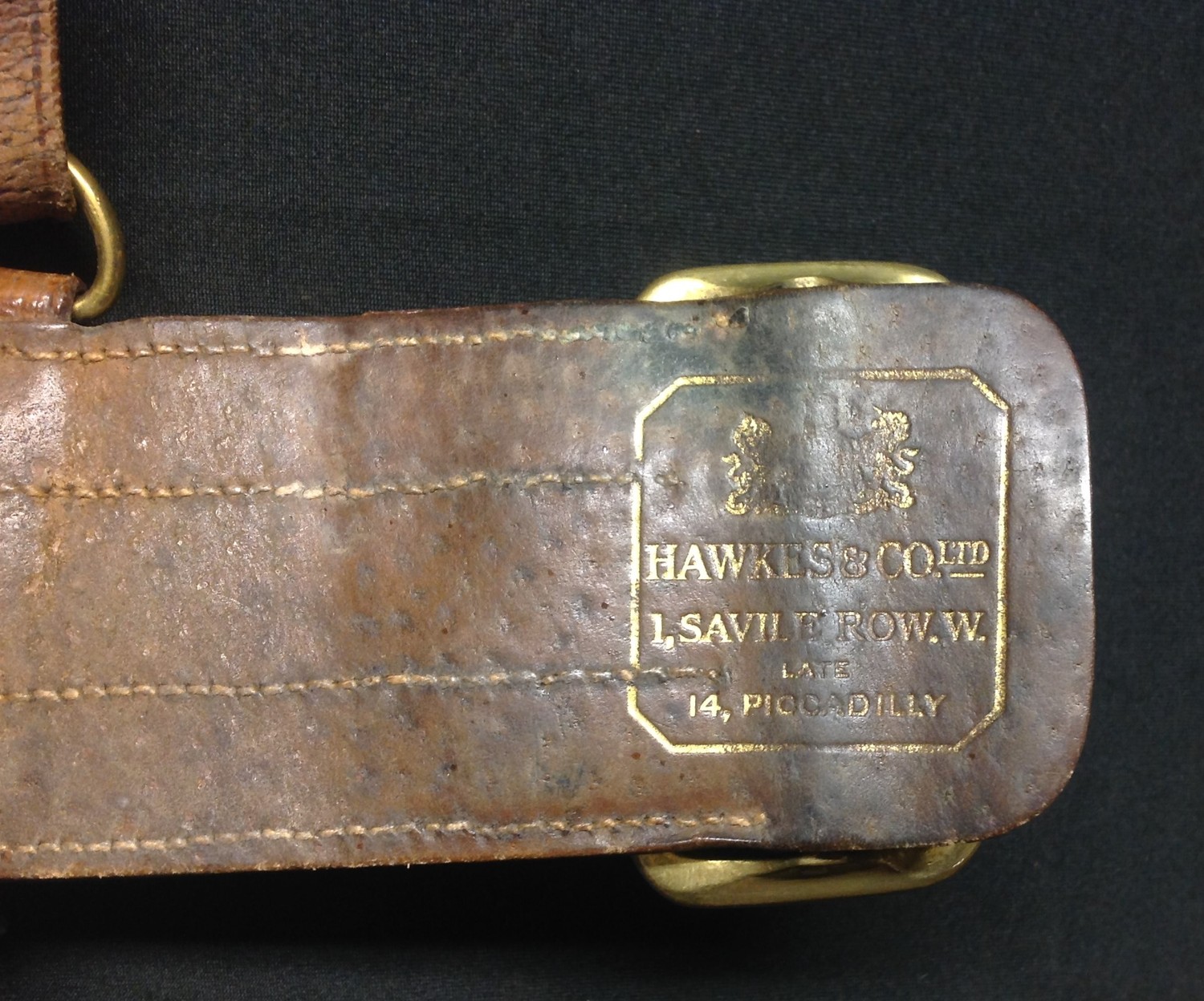 WW2 British Officers Sam Brown leather belt and cross strap. Has a gilt impressed makers mark for " - Image 3 of 3