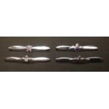 WW2 RAF Sweetheart wing collection: four tie pins all in the form of a propeller blade. Each has a