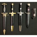 REPRODUCTION Third Reich dagger collection of 4 items to include: Hitler Jugend Knife. Chinese