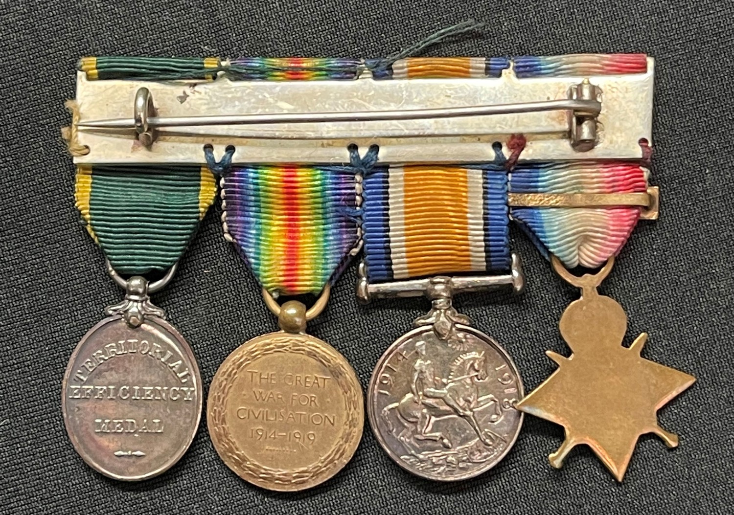 WW1 British miniature medal group comprising of 1914 Star with clasp, War Medal, Victory Medal and - Image 5 of 7