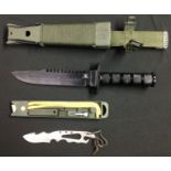 Aitor Jungle King Survival Knife with a heavy Bowie style blade with black non reflective finish,