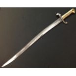 French 1842 pattern bayonet with single edged fullered blade 572mm in length, maker marked and dated