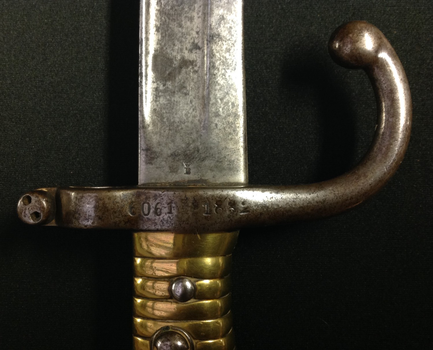 Dutch 1873 Yataghan Bayonet with 572mm long fullered single edged blade, maker marked "P Stevens, - Image 3 of 8