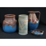 Denby Orient Ware pattern vases; a Denby pastel vase (4)