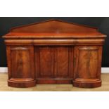 A Victorian mahogany sideboard, pointed arch half gallery, rectangular top above three frieze