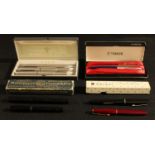 Pens - The 'Chatsworth' Pen, fountain pen, 14ct gold nib; other pens, Parker, Osmiroid 65,