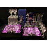 An Edinburgh International hand cut lead crystal decanter and stopper boxed; an Edinburgh