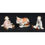 A Royal Crown Derby paperweight, Spice Collector's Guild Kitten, gold stopper; two Treasures of