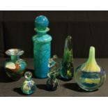 Art Glass - a Mdina glass cylindrical vase with stopper, 29cm high; another, 'lollipop' vase;