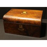 A Victorian walnut work box, c.1860