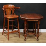 An early 20th century mahogany octagonal centre table; a retro mid 20th century bentwood bar