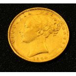 Coins - a Victorian gold full sovereign, young head, shield back, 1864