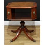 A Regency style mahogany combination low sitting room table and bookcase, 69.5cm high, 58.5cm square