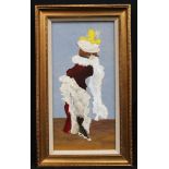 French Impressionist School Lady of Folie Bergere oil on canvas, 43cm x 21cm