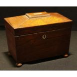 A 19th century rosewood sarcophagus tea caddy, c.1840, 19cm wide