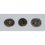 Coins, Imperial Roman, AR: Vespasian denarius, rev.: eagle Cos. (?) III, 20mm, 2.8g, (1); Hadrian
