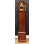 A George III style mahogany dwarf longcase clock, 22cm arched dial inscribed Tempus Fugit, Roman and