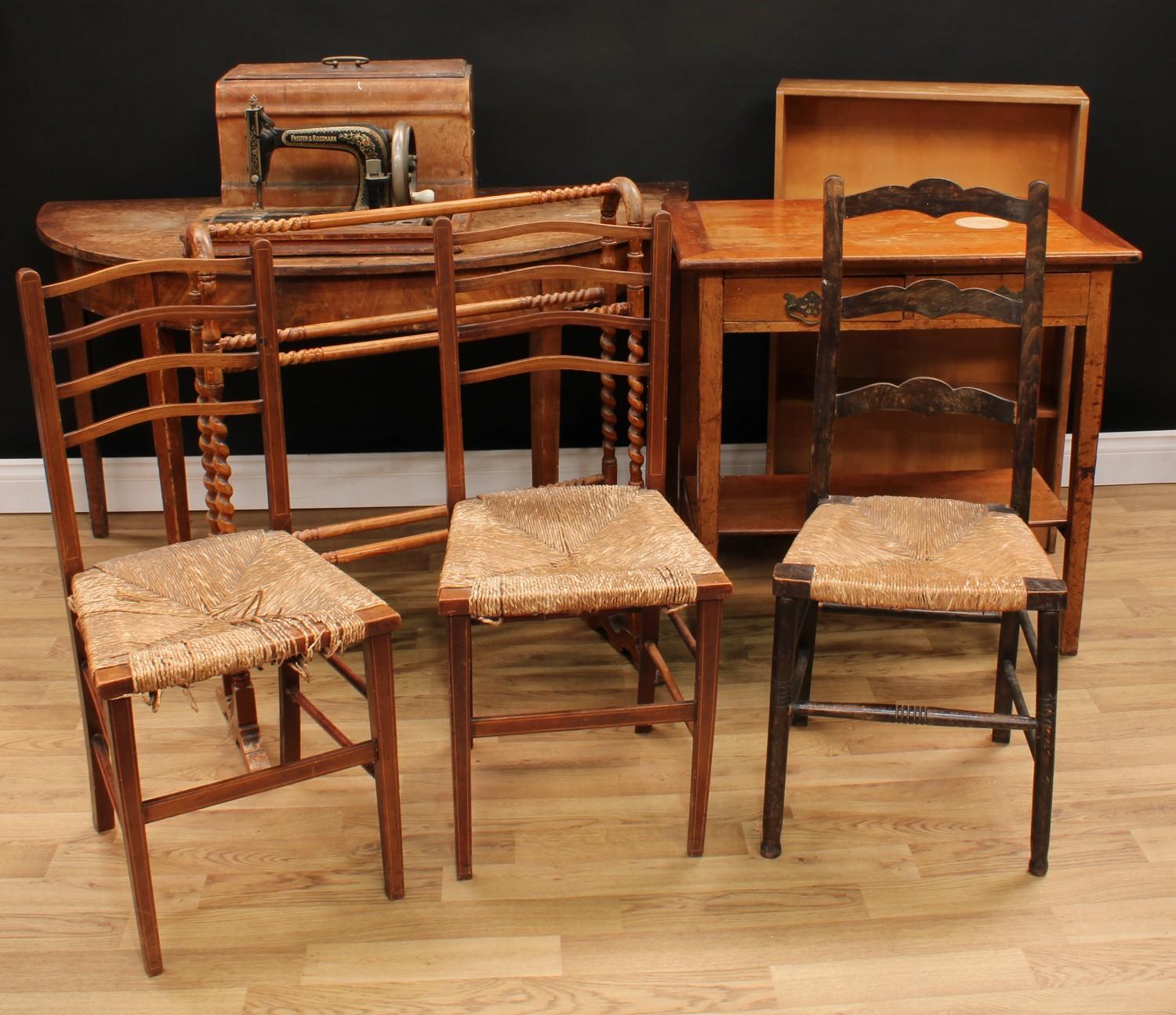 An early 20th century mahogany side table, 74.5cm high, 75.5cm wide, 44.5cm deep; an early 20th