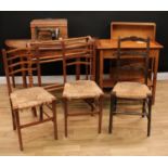 An early 20th century mahogany side table, 74.5cm high, 75.5cm wide, 44.5cm deep; an early 20th