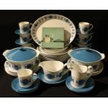 A Johnson Bros. retro part dinner service comprising dinner plates, dessert plates, side plates,