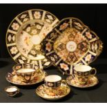 Royal Crown Derby 2451 pattern including tea cup and saucer, coffee can and saucer, miniature tea