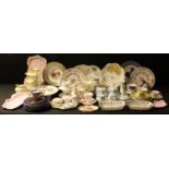 Continental Ceramics - a Limoges pedestal cake stand; a pair of Dresden pierced dishes; dressing