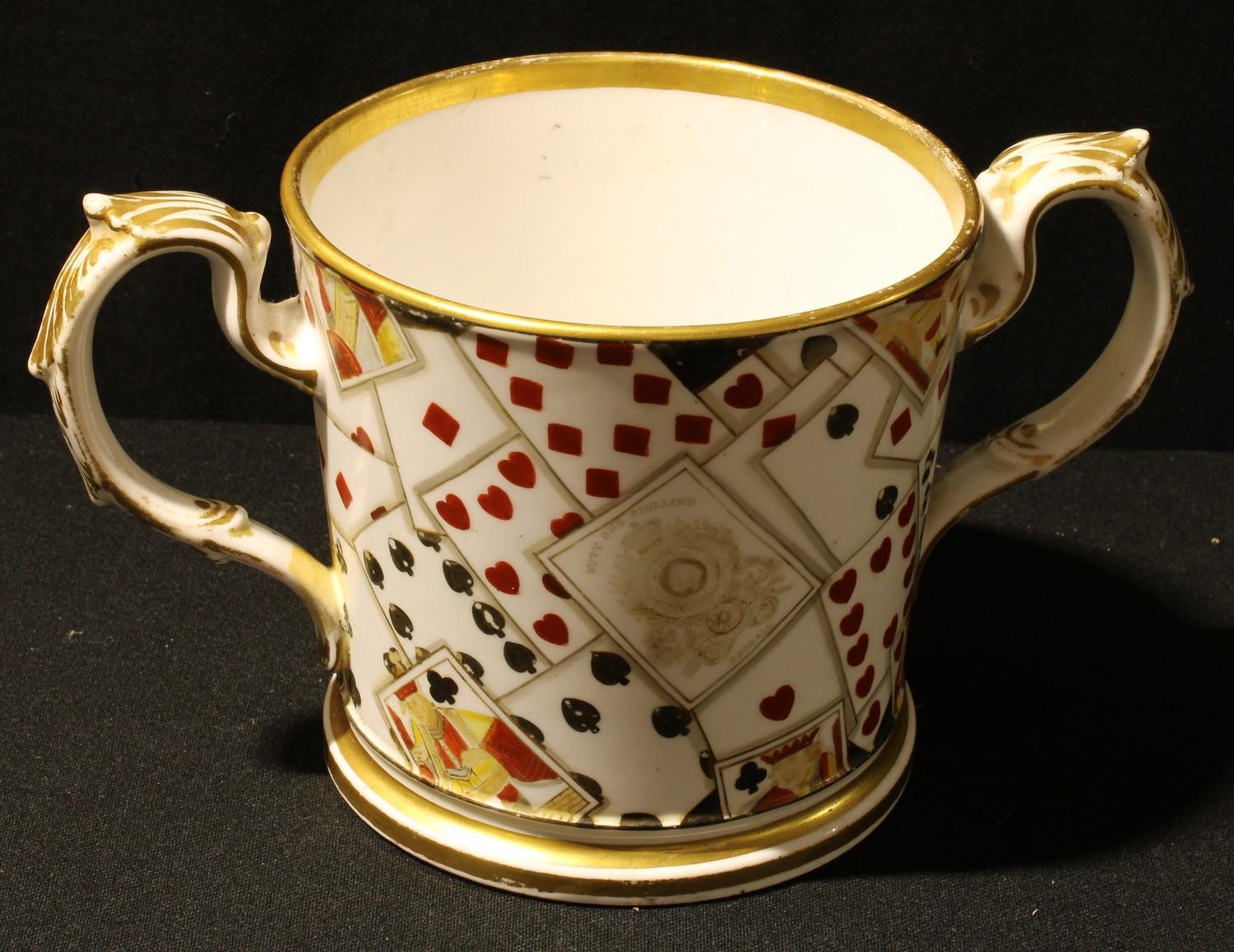 Advertising Interest - a 19th century loving cup, decorated with a deck of Goodall playing cards,