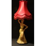 A 1950's figural chalk table lamp, inspired by Tretchikof, 51cm high excluding fittings