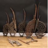 Tribal Art - a collection of tall Bamana chi wara antelope headdresses, various sizes, many