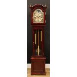 A George III style longcase clock, arched dial inscribed Interclock, Belgium, Roman numerals, moon