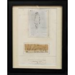 After Lowry Figure and Funeral Carriage, two pencil sketches mounted as one, 22cm x 14.5cm