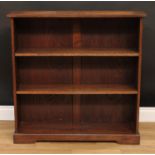 An oak open bookcase, 91.5cm high, 91.5cm wide, 22.5cm deep