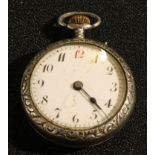 An early 20th century Swiss silver fob watch, import mark for London 1909