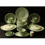 A Wood's Ware Beryl part dinner and tea service comprising dinner plates, side plates, serving