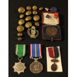 Badges and Medals - Church Lads Brigade medal; National Service medal; bronze hockey medal, 1918;