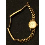 A lady's 9ct gold Herma wristwatch, integral 9ct gold bracelet strap, 11g, boxed