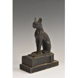 A museum type composition model, of a cat, after the ancient Egyptian, rectangular base, 17cm high
